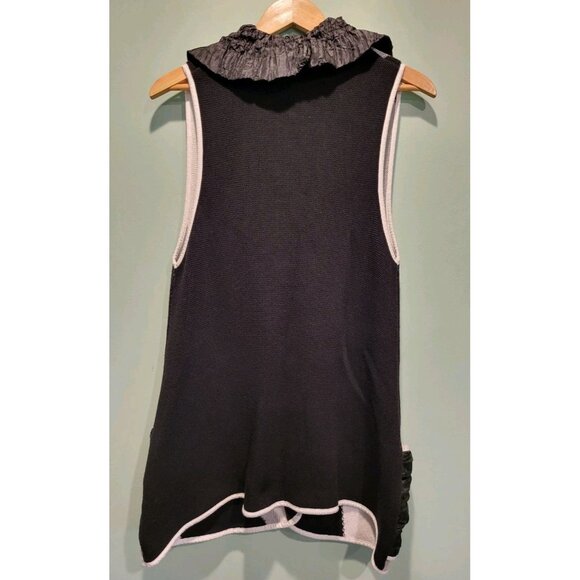 Tivoli Of Ireland Black White Artst Knit Long Sweater Vest Pockets Sz L - Picture 6 of 6